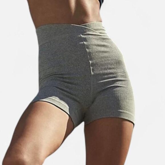 Free People Pants - free people movement free throw grey ribbed knit biker shorts Large